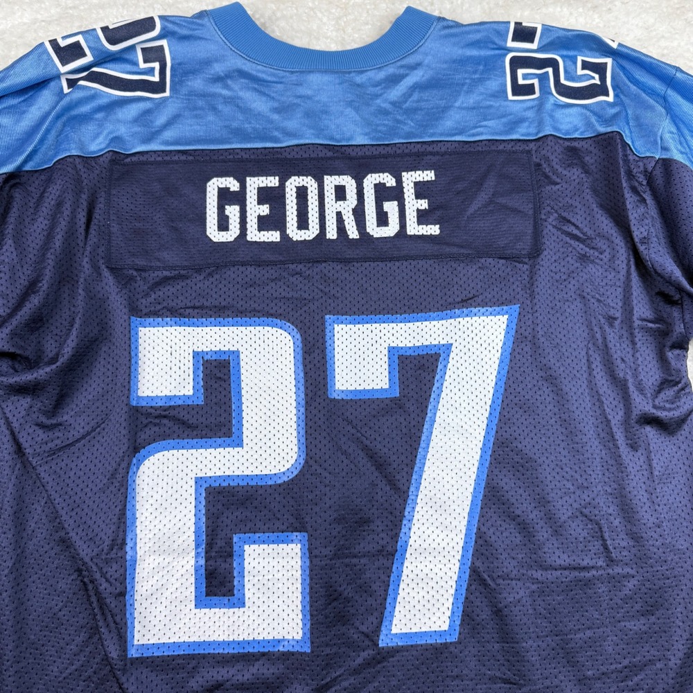 Reebok Football Jersey Men XL Navy Blue Tennessee Titans Eddie George 27 Vintage